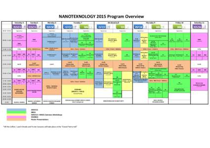 NANOTEXNOLOGY 2015 Program Overview Saturday 4 Sunday 5  Monday 6
