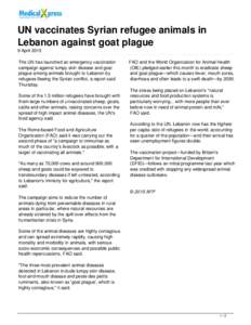 UN vaccinates Syrian refugee animals in Lebanon against goat plague