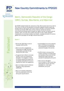 New Country Commitments to FP2020 Benin, Democratic Republic of the Congo (DRC), Guinea, Mauritania, and Myanmar Factsheet
