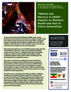 High-Level Side Event at the Conference of Plenipotentiaries on The Minamata Convention on Mercury “Women and Mercury in ASGM”