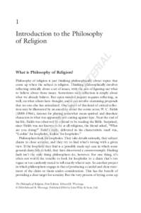 1  TE What is Philosophy of Religion?