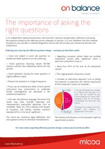 Best Practice - Importance of Asking the Right Questions