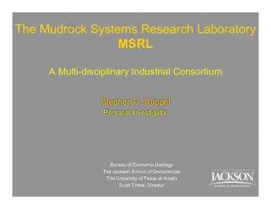 The Mudrock Systems Research Laboratory MSRL A Multi-disciplinary Industrial Consortium Stephen C. Ruppel Principal Investigator