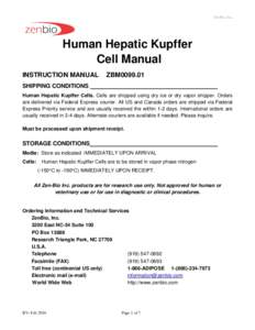 ZenBio, Inc.  Human Hepatic Kupffer Cell Manual INSTRUCTION MANUAL