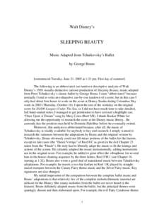 Walt Disney’s  SLEEPING BEAUTY Music Adapted from Tchaikovsky’s Ballet by George Bruns