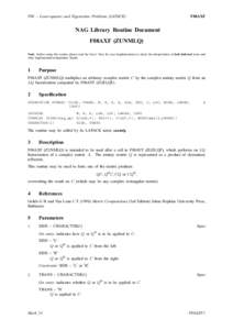 F08 – Least-squares and Eigenvalue Problems (LAPACK)  F08AXF NAG Library Routine Document F08AXF (ZUNMLQ)