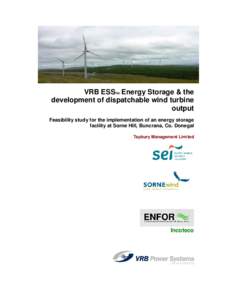 VRB ESS Energy Storage & the development of dispatchable wind turbine output TM  Feasibility study for the implementation of an energy storage