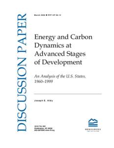 Energy and Carbon Dynamics at Advanced Stages of Development: An Analysis of the U.S. States, [removed]