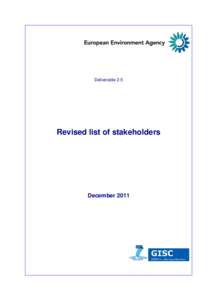 Deliverable 2.5  Revised list of stakeholders December 2011