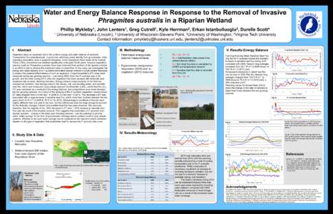Water and Energy Balance Response in Response to the Removal of Invasive Phragmites australis in a Riparian Wetland 2 University Erkan