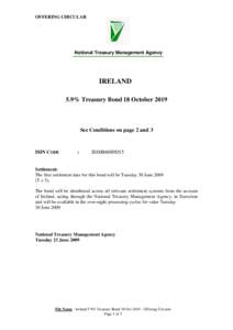 OFFERING CIRCULAR  National Treasury Management Agency IRELAND 5.9% Treasury Bond 18 October 2019