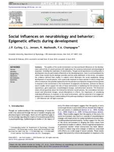 Social influences on neurobiology and behavior: Epigenetic effects during development