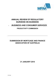 ANNUAL REVIEW OF REGULATORY BURDENS ON BUSINESS BUSINESS AND CONSUMER SERVICES -