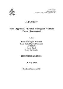 Haile (Appellant) v London Borough of Waltham Forest (Respondent)