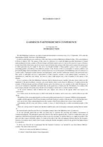 BILDERBERG GROUP  GARMISCH-PARTENKIRCHEN CONFERENCE[removed]September[removed]INTRODUCTION