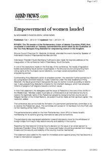 Page 1 of 2  Empowerment of women lauded