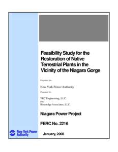Feasibility Study for the Restoration of Native Terrestrial Plants in the Vicinity of the Niagara Gorge Prepared for: