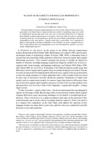 ISLANDS OF RELIABILITY FOR REGULAR MORPHOLOGY: EVIDENCE FROM ITALIAN ADAM ALBRIGHT University of California, Santa Cruz The representation of regular morphological processes has been the subject of much controversy, part