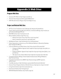 Appendix 2: Web Sites Program Web Sites • Genomics:GTL Web site: http://doegenomestolife.org