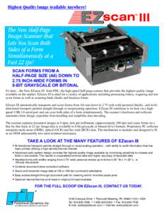 Highest Quality Image Available Anywhere!  EZscan III TM  The New Half-Page