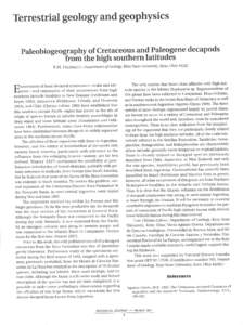 Terrestrial geology and geophysics Paleobiogeography of Cretaceous and Paleogene decapods from the high southern latitudes R.M. FELDMANN,  Department of Geology, Kent State University, Kent, Ohio 44242