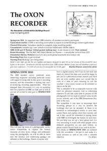 THE OXON RECORDER ISSUE 42 SPRINGThe OXON RECORDER The Newsletter of Oxfordshire Buildings Record