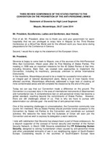 THIRD REVIEW CONFERENCE OF THE STATES PARTIES TO THE CONVENTION ON THE PROHIBITION OF THE ANTIPERSONNEL MINES