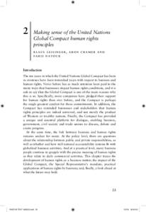 Human rights / Universal Declaration of Human Rights / United Nations Global Compact / John Ruggie / Economic /  social and cultural rights / International human rights law / Due diligence / United Nations Guiding Principles on Business and Human Rights / Corporate accountability for human rights violations