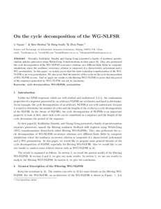 On the cycle decomposition of the WG-NLFSR Li Yujuan 1†  & Shen Wenhua 2 & Wang Huaifu 3 & Zhou Peipei