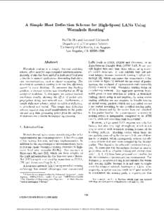 A Simple Host Deflection Scheme for High-speed LANs Using Wormhole Rout ingf Po-Chi Hu and Leonard Kleinrock Department of Computer Science University of California, Los Angeles Los Angeles, CA