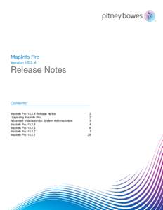 MapInfo Pro VersionRelease Notes  Contents: