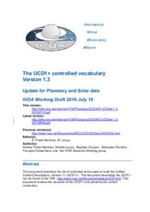International Virtual Observatory Alliance  The UCD1+ controlled vocabulary