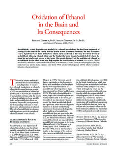 Oxidation of Ethanol   in the Brain and Its Consequences