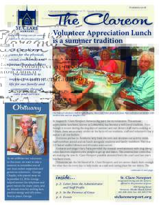 The Clareon  A quarterly newsletter of St. Clare-Newport Integrated loving care for seniors, offered in the presence of grace