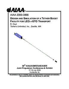 AIAADESIGN AND SIMULATION OF A TETHER BOOST FACILITY FOR LEO⇒GTO TRANSPORT R. Hoyt Tethers Unlimited, Inc., Seattle, WA