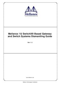 Mellanox 1U SwitchX® Based Gateway and Switch Systems Dismantling Guide Rev 1.3 www.mellanox.com