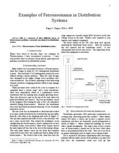 Examples of Ferroresonance in Distribution Systems