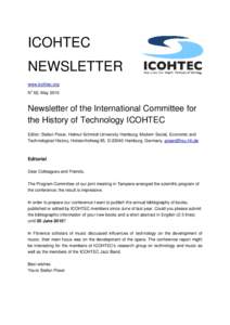 ICOHTEC NEWSLETTER www.icohtec.org No 62, MayNewsletter of the International Committee for