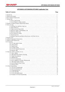 GP2Y0E02A.GP2Y0E02B.GP2Y0E03  GP2Y0E02A,GP2Y0E02B,GP2Y0E03 Application Note Table of Contents  Page