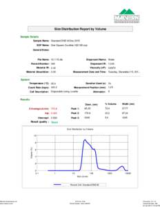 Malvern Instruments Ltd www.malvern.com Size Distribution Report by Volume Sample Details Sample Name: Standard DND-M Dec 2015