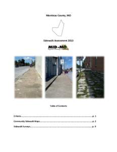 Moniteau County, MO  Sidewalk Assessment 2013 Table of Contents