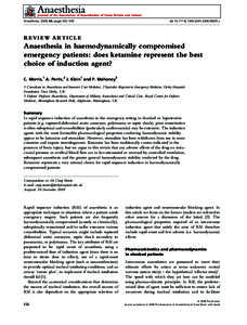 Anaesthesia in haemodynamically compromised emergency patients: does ketamine represent the best choice of induction agent?