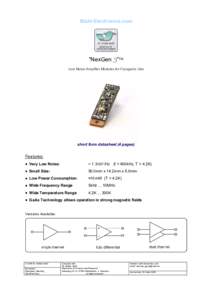 Stahl-Electronics.com  “NexGen 3” Low Noise Amplifier Modules for Cryogenic Use  short form datasheet (4 pages)