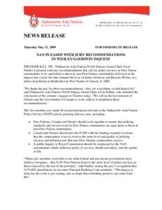 Microsoft Word - NAN news release Kash Inquest Recommendations may[removed]FINAL FORMATTED