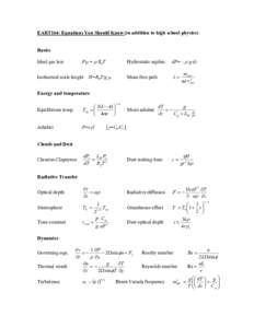 EART162: Equations You Should Know (in addition to high school physics)