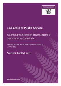 100 Years of Public Service - A Centenary Celebration of New Zealand’s State Services Commission