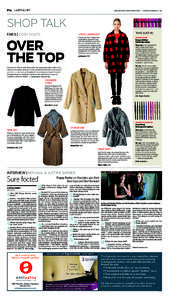 E14 || Arts & Life  BREAKING NEWS: VANCOUVERSUN.COM  |   Saturday, October 25,  2014 shop talk Fab 5 | cosy coats
