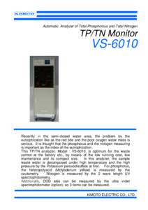 Automatic Analyzer of Total Phosphorous and Total Nitrogen  TP/TN Monitor VS-6010