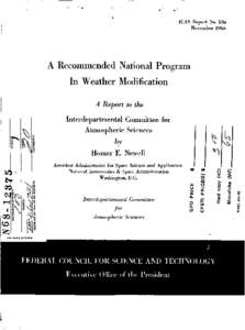 ICAS Report No. 10a November 1966 A Recommended National Program  In Weather Modification