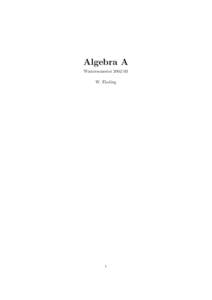 Algebra A WintersemesterW. Ebeling 1